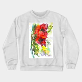 Poppy Watercolor Painting Crewneck Sweatshirt